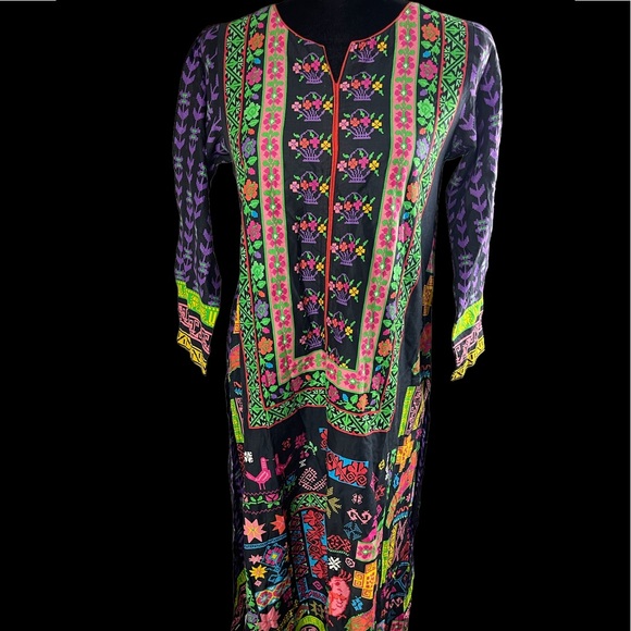 Nisha Fashion Long sleeves colorful Bohemian print long tunic top - Picture 8 of 12